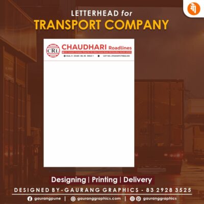 Transport business letterhead designs by Gaurang Graphics.