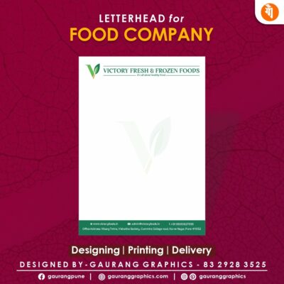 Food business letterhead designs by Gaurang Graphics.