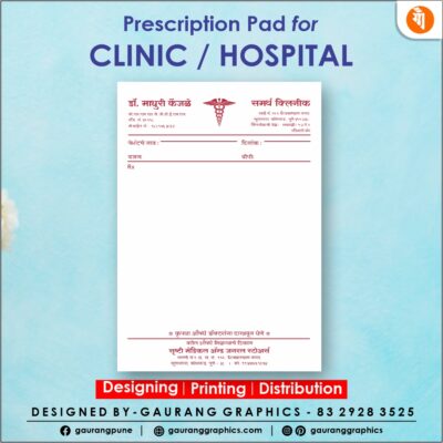 Custom clinic prescription pads with professional and personalized designs for medical clinics