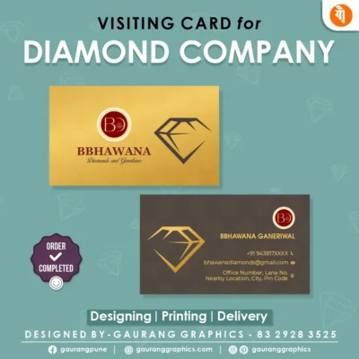 Visiting card design for diamond company in India Pune