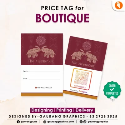 Minimal clothing boutique price tag printing in Pune
