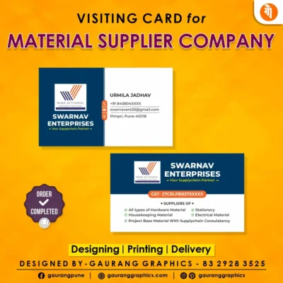 Visiting card design for material supplier company in india