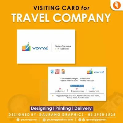 Visiting card design for travel agency in Pune